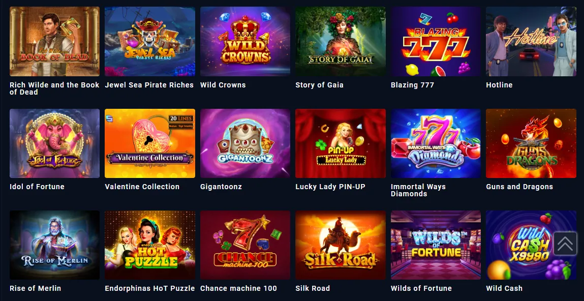 Lobby de slots da TopX com uma variedade de jogos de cassino.